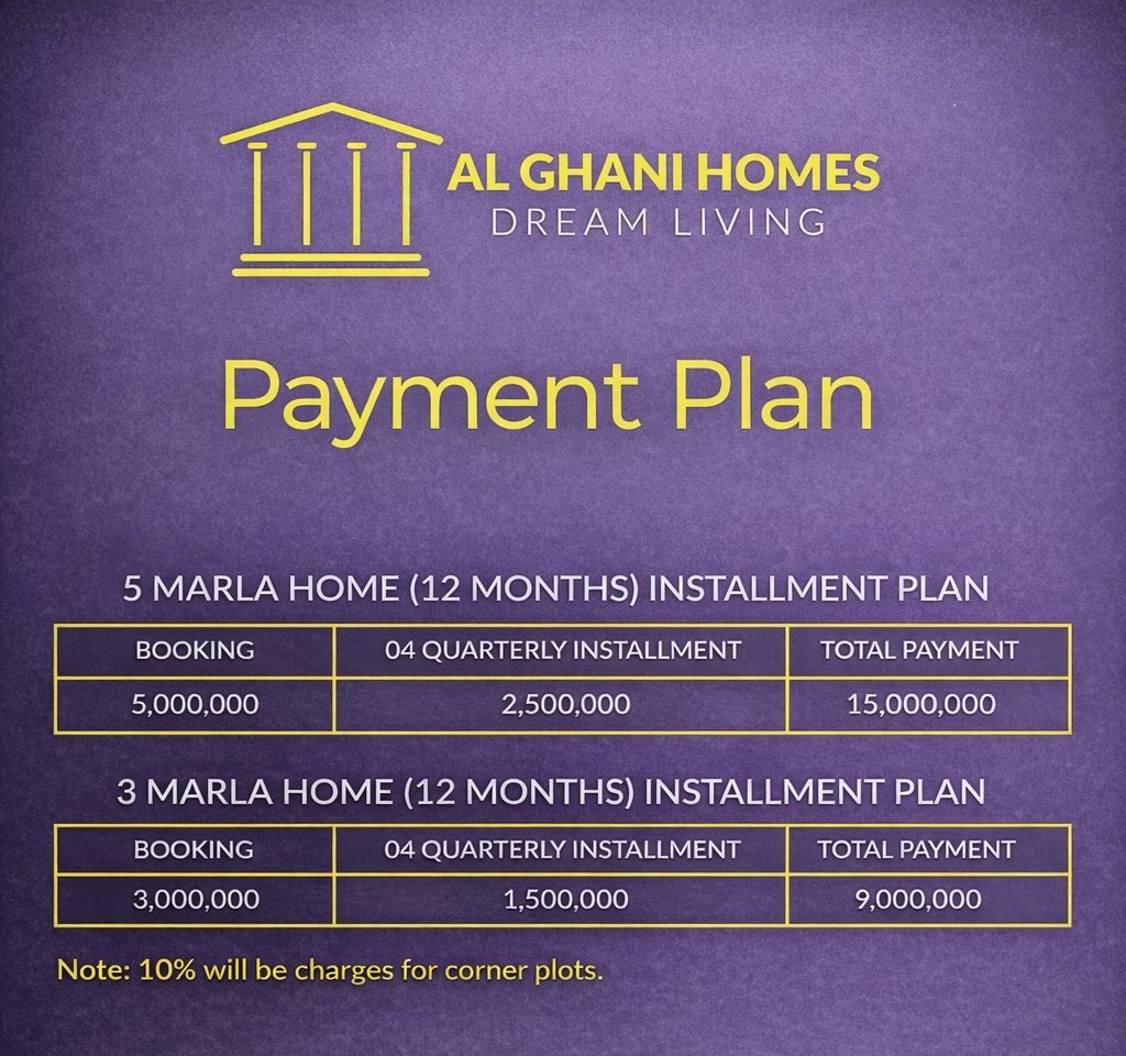 Al Ghani Homes Payment Plan